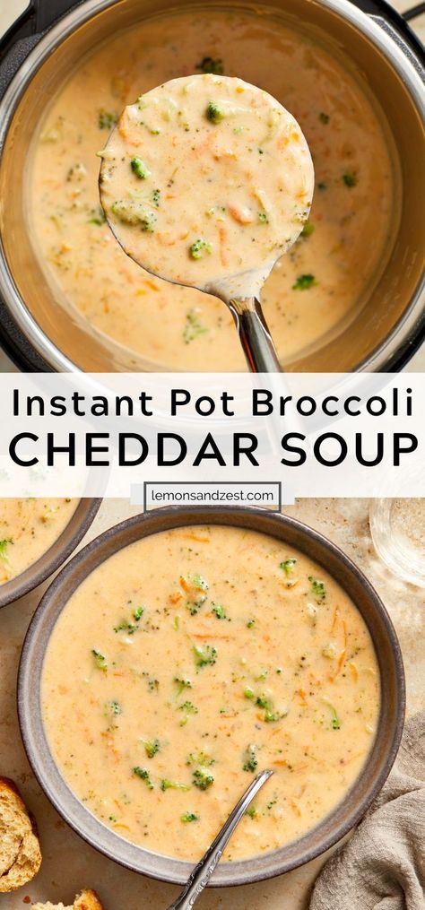 Instant Pot Broccoli Cheddar Soup, Noodles Dinner, Recipes Meatloaf, Instant Meals, Instant Pot Broccoli, Recipes Gourmet, Cheddar Cheese Soup, Savory Meals, Healthy Sweet Snacks