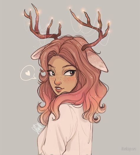 Deer by itslopez Drawing People, Pablo Picasso, Deer Girl, Kunst Inspiration, Doodle Drawing, Lukisan Cat Air, Fete Anime, A Drawing, Girl Drawing