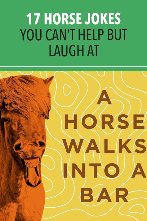 Funny horse jokes, dumb horse puns, and a healthy round of "horse walks into a bar" jokes that are guaranteed to cause unbridled laughs. #funny #humor #jokes #horsejokes #LOL Horse Puns Funny, Funny Farm Jokes, Funny Horse Jokes, Horse Jokes Hilarious So Funny, Western Jokes, Unicorn Jokes, Horse Puns, Farm Jokes, Poop Jokes