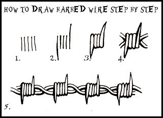 how to draw barbed wire step by step