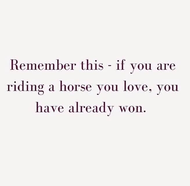 a quote that reads,'remember this if you are riding a horse you love, you have already won