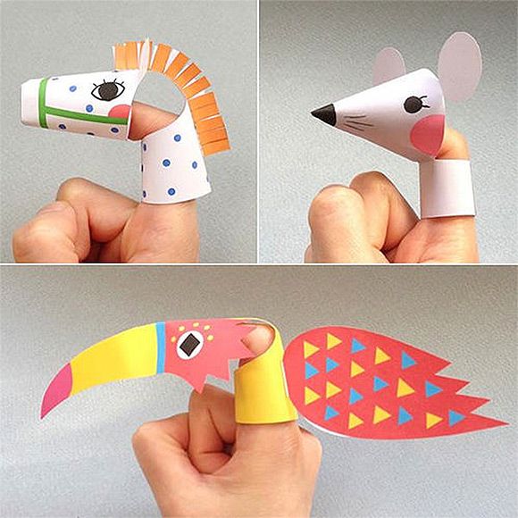 four pictures of different types of paper animals