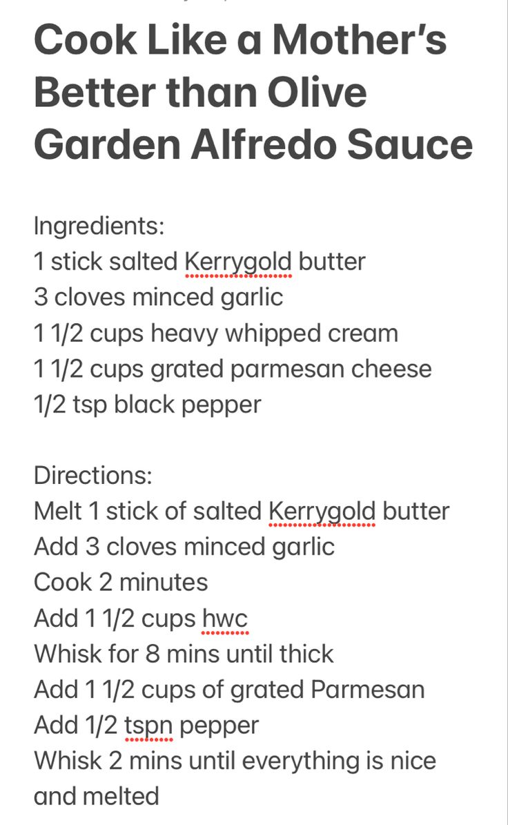 a recipe for cooking with the help of ingredients and instructions to cook like a mother's better than olive garden alfredo sauce