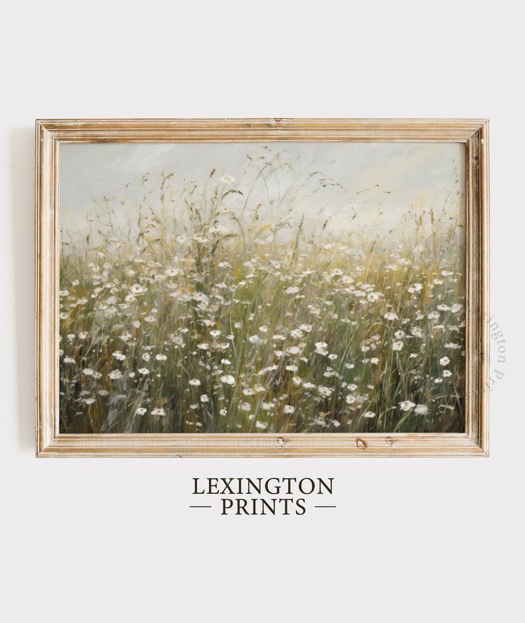 a painting hanging on the wall next to a white wall with an inscription that reads, lexington prints