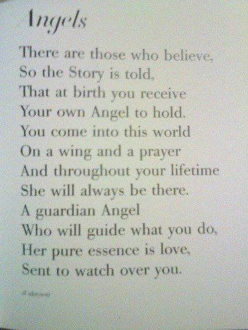 a poem written in cursive writing on a piece of paper that says, angels there are those who believe so the story is told