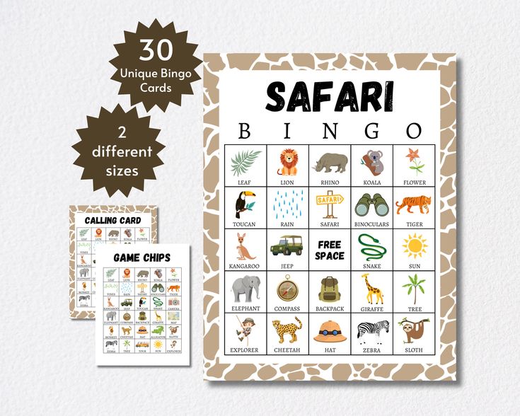 the safari animal printable game for children