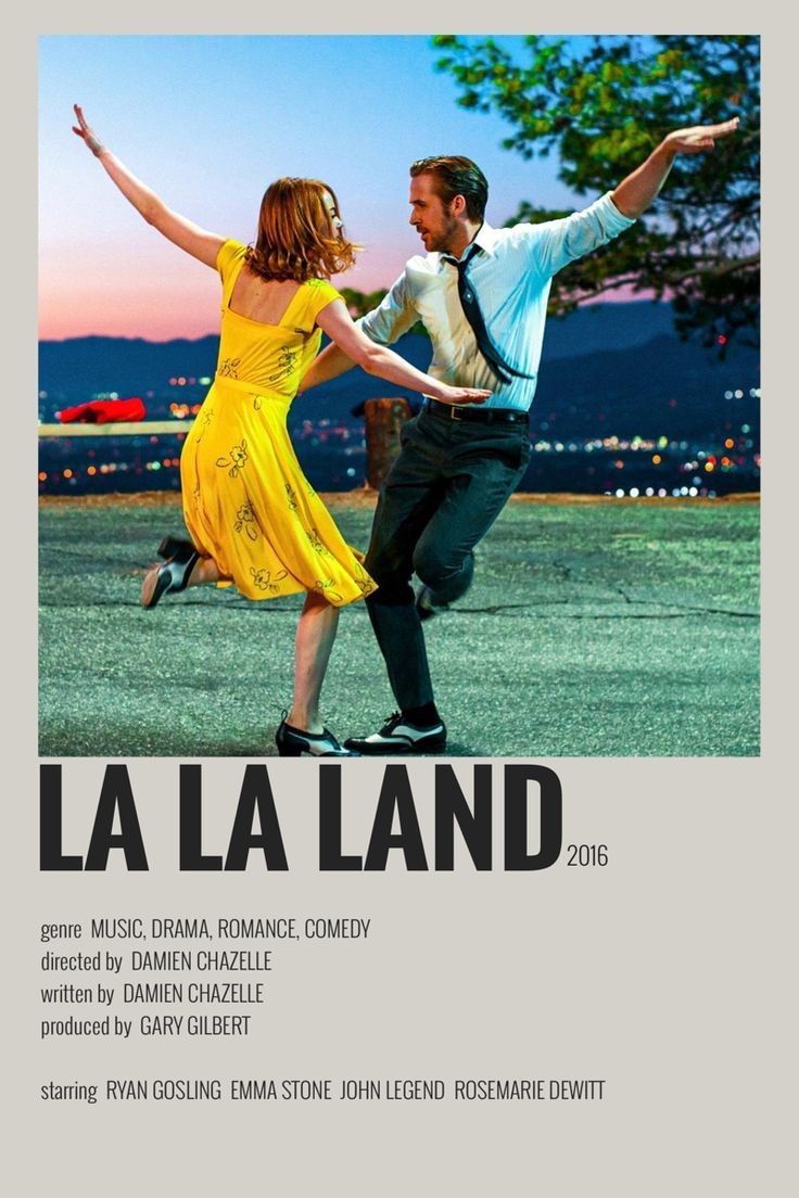 the poster for la la land shows a man and woman dancing in front of a sunset