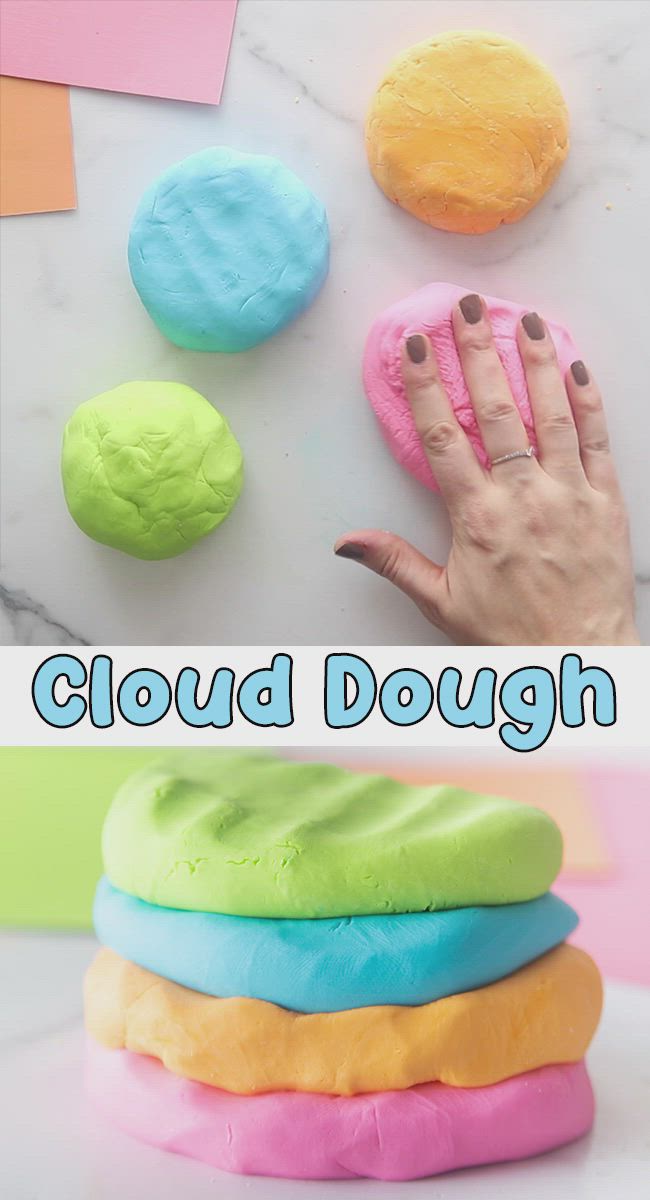 This may contain: this is an image of how to make cloud dough that looks like it has been made with