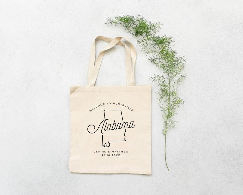 Alabama personalized wedding tote alternative wedding ideas from Offbeat Wed (formerly Offbeat Bride)