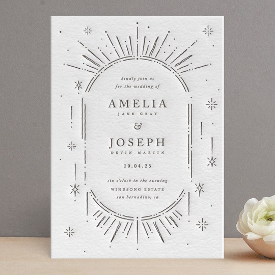 minted lightburst letterpress wedding invitations alternative wedding ideas from Offbeat Wed (formerly Offbeat Bride)