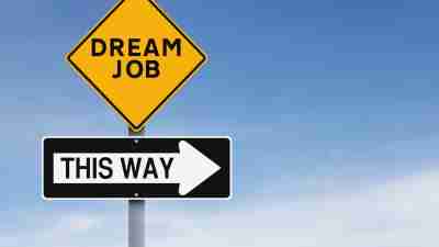 The best jobs for people with ADHD signified by a Dream Job sign post