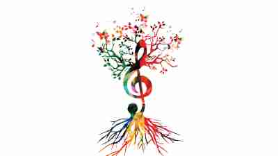 Colorful background with music notes