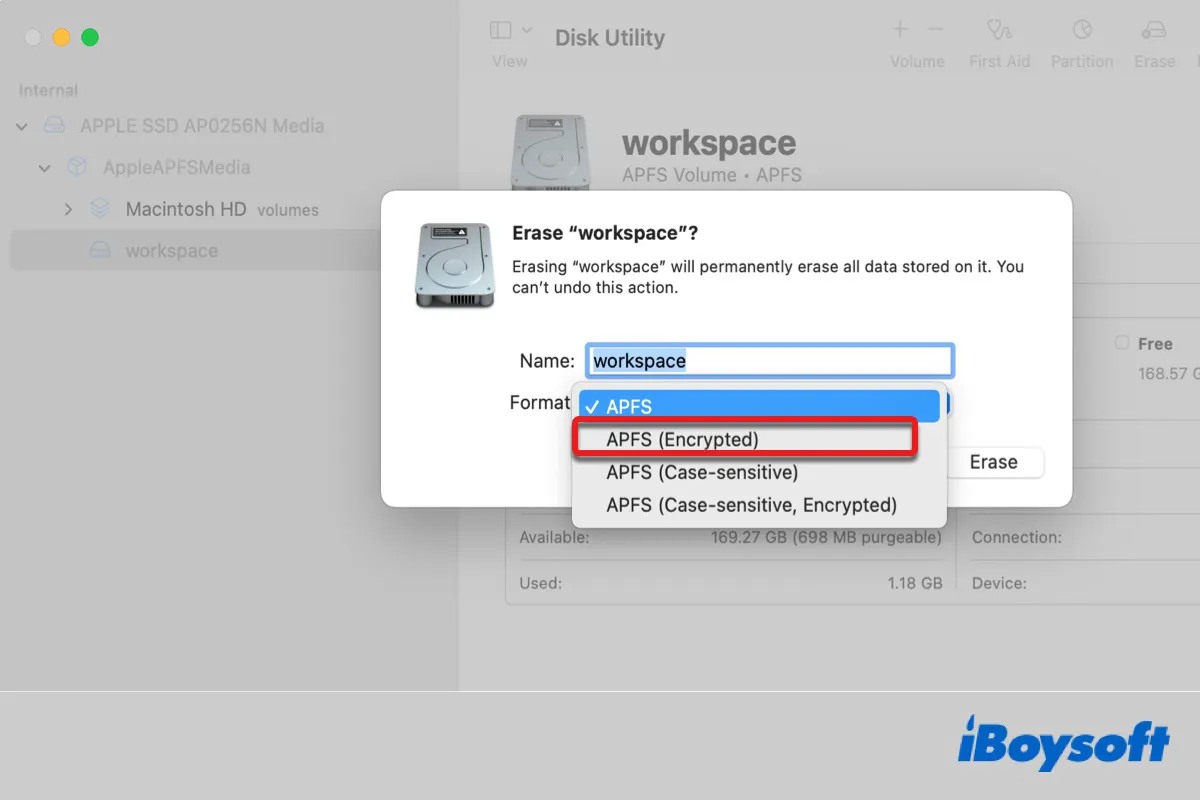 APFS Encrypted in Disk Utility