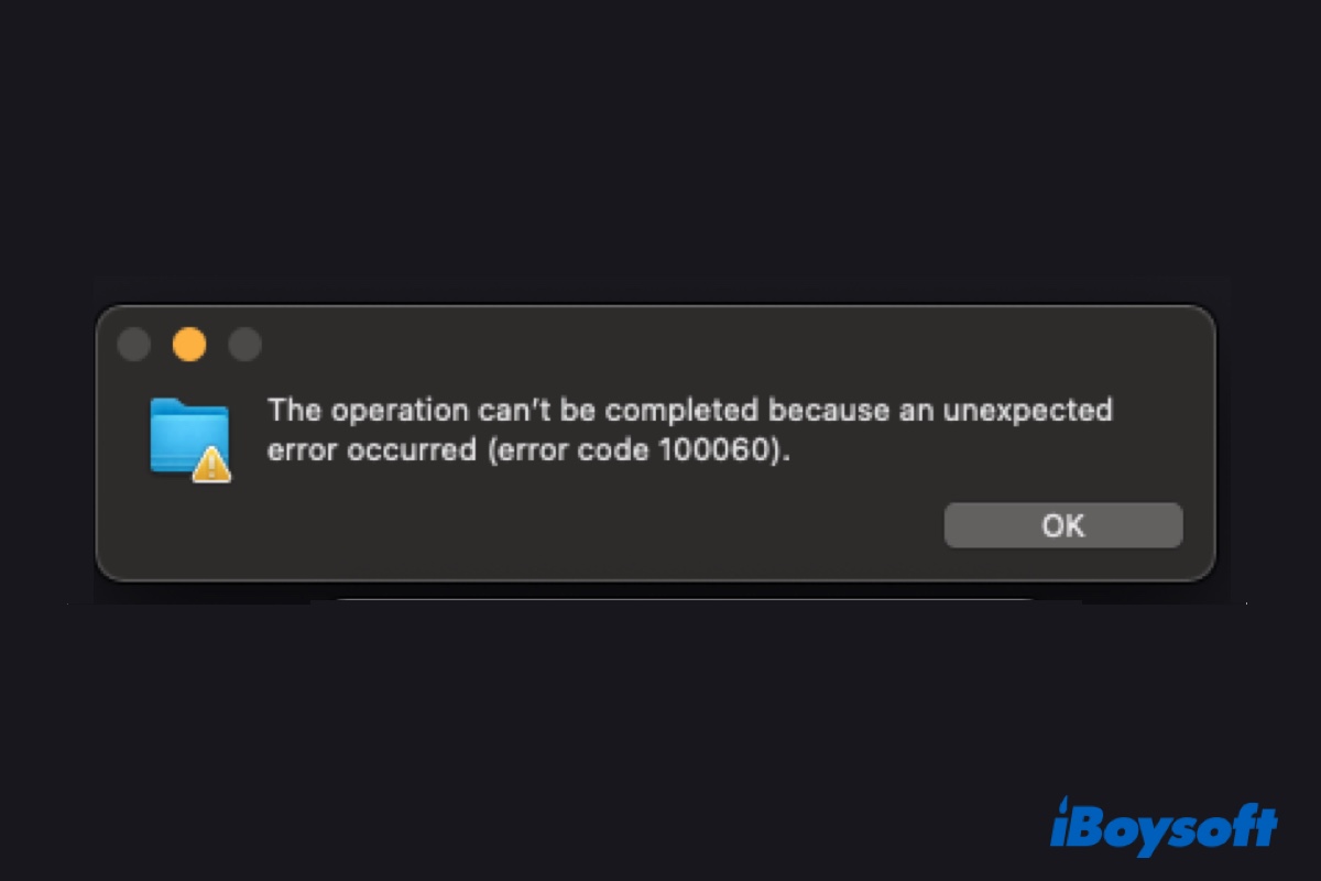 Fix error code 100060 on Mac