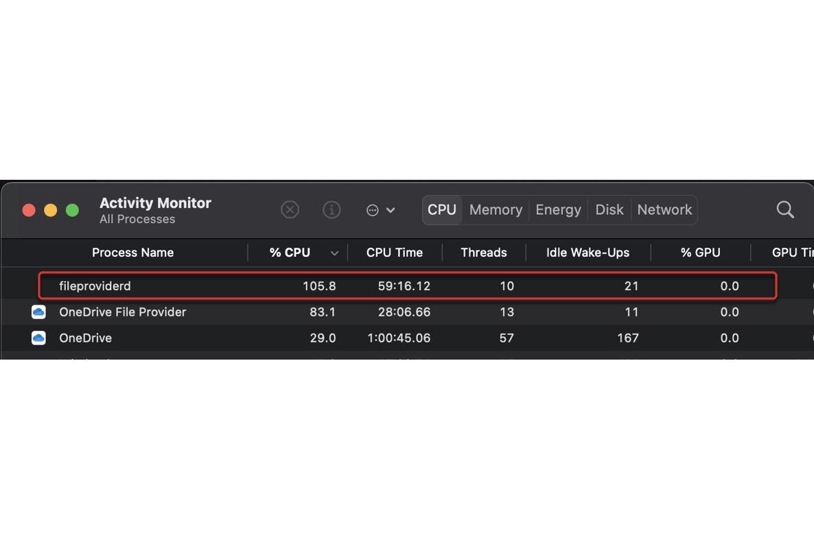 Fileproviderd high CPU usage on Mac