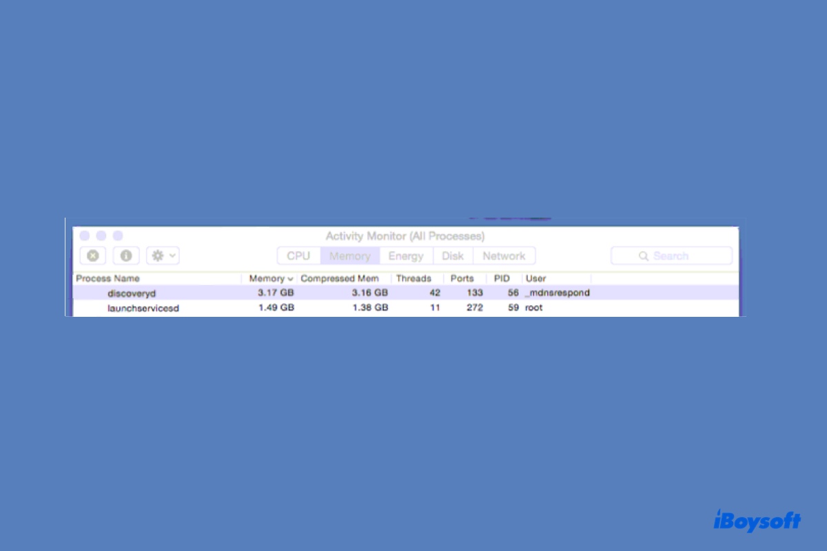 launchservicesd high CPU or memory usage in Activity Monitor