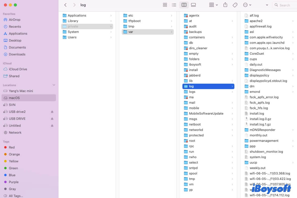 Mac system log files