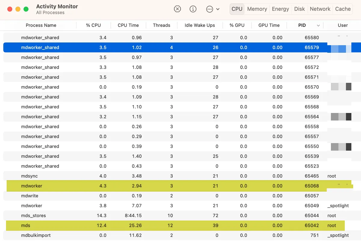 mdworker shared process on Mac