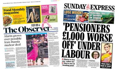 A composite image of the front pages of the Observer and the Sunday Express