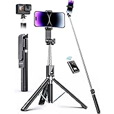 ANXRE Selfie Stick Phone Tripod with Remote, 50 inch Portable 5 in 1 Selfie Stick Phone Tripod, Wireless Selfie Stick Tripod 