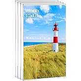 Ludery 11x17 Acrylic Picture Frames,Set of 4 Clear Photo Frame for Wall,Clear Frameless picture Frames 11 x 17,Floating Hangi