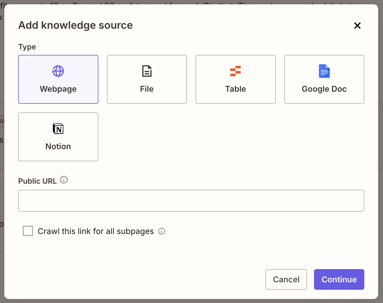 Screenshot of webpage panel