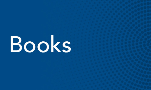 A background of dark blue with the word 'Books' in white text. The background has a pattern of dots forming circles.