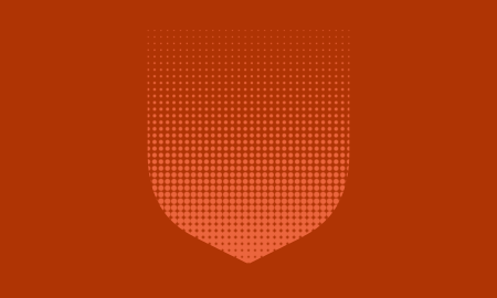 An image of the night sky, showing stars and galaxies. The dark outline of a shield has been superimposed over the top.