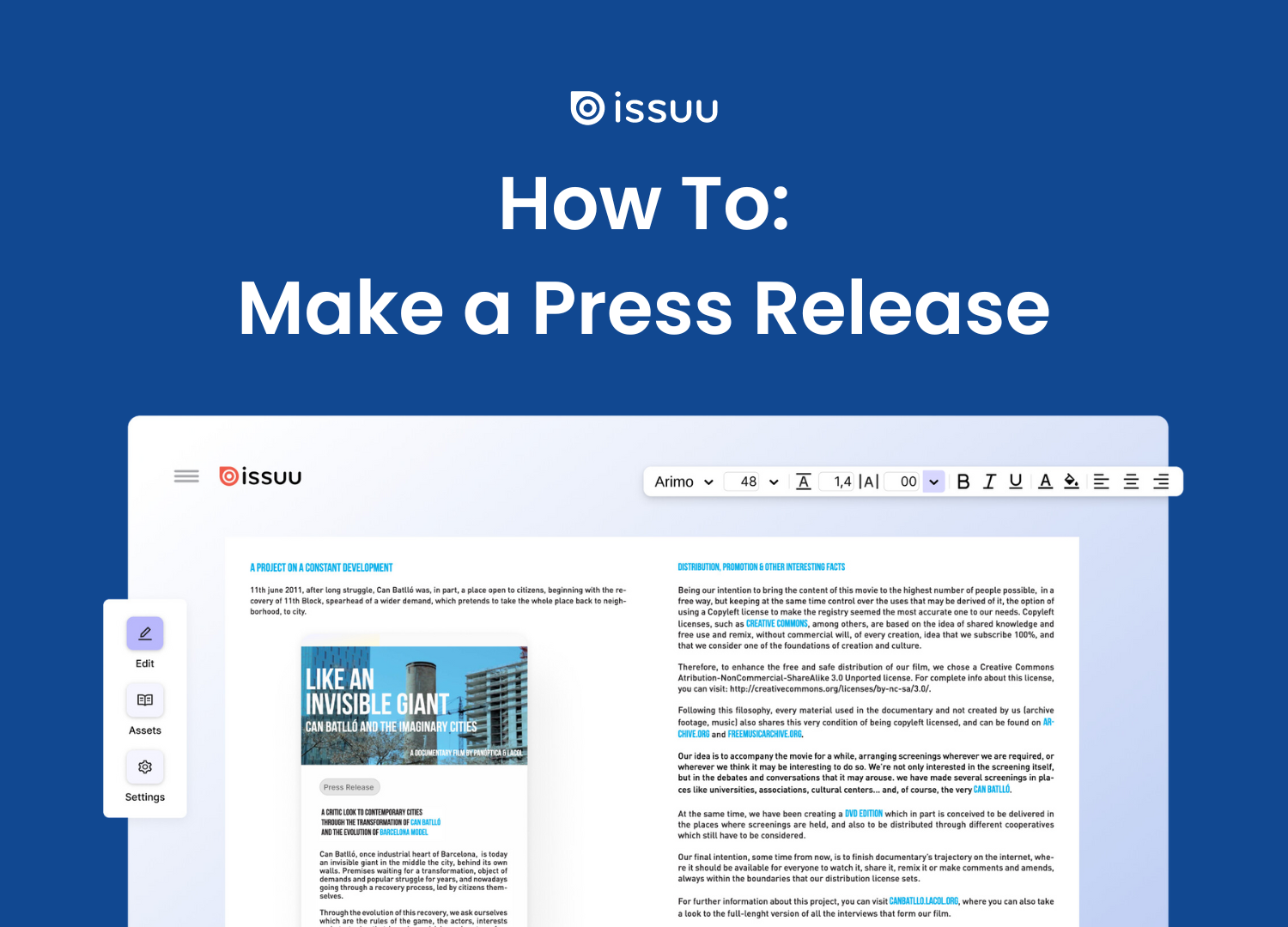 How to Make a Press Release on. blue background with a digital press release under the text