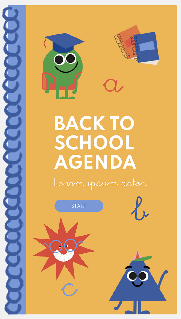 Interactive Back to School Agenda Mobile template