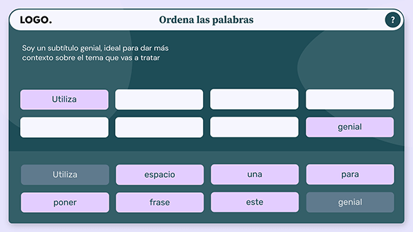 Interactive Ordenar las palabras template