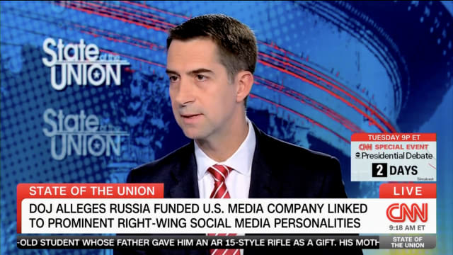 Sen. Tom Cotton speaks on CNN.