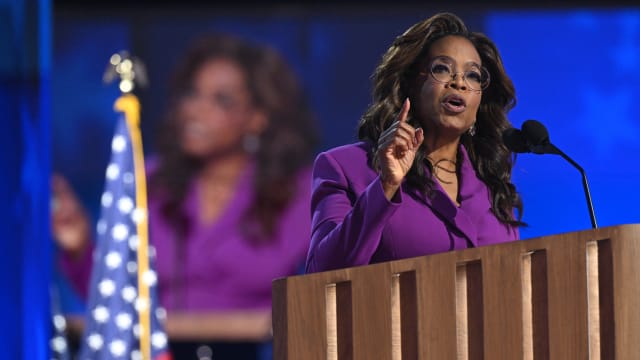 Oprah Winfrey speaks onstage on the third day of the Democratic National Convention