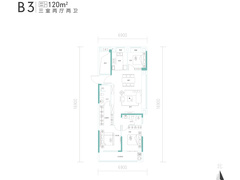 恺德光谷熙园3室2厅2卫120㎡户型图