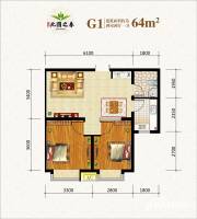 吴中北国之春2室2厅1卫64㎡户型图
