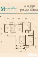 金地艺城悦府3室2厅1卫96㎡户型图