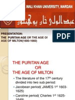 Presentation: The Puritan Age or The Age of AGE OF MILTON (1600-1660)