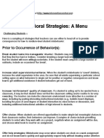 Teacher Behavioral Strategies A Menu