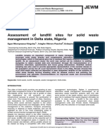 Assessment of Landfill Sites For Solid Waste Management in Delta State, Nigeria