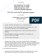 39 Fair Empl - Prac.cas. 1290, 39 Empl. Prac. Dec. P 35,810, 19 Fed. R. Evid. Serv. 1297 Almus Wilson v. City of Aliceville, 779 F.2d 631, 11th Cir. (1986)