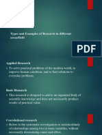 Types and Examples of Research in Different Areas/field