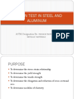 Tension Test in Steel and Aluminum: ASTM Designation E