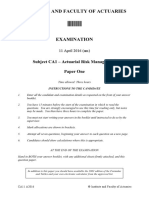 Institute and Faculty of Actuaries: Subject CA1 - Actuarial Risk Management Paper One