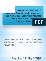 Rules and Guidelines For The Screening and Accreditation of Athletes, Coaches and Chaperons For The 2015 Palarong Pambansa - 2018