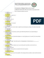 1st Quarterly Exam in Personal Development Sy 2019-2020 - Answer Key