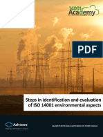 Steps in Identification and Evaluation of ISO 14001 Environmental Aspects