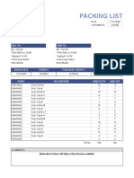 Packing List: CV. KAI FEI Industry