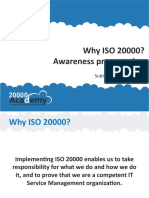 Why ISO 20000? Awareness Presentation: Subtitle or Presenter