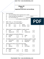 CBSE Class 6 The Living Organisms Worksheet