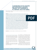 Biomechanical Considerations For The Restoration of Endodontically Treated Teeth